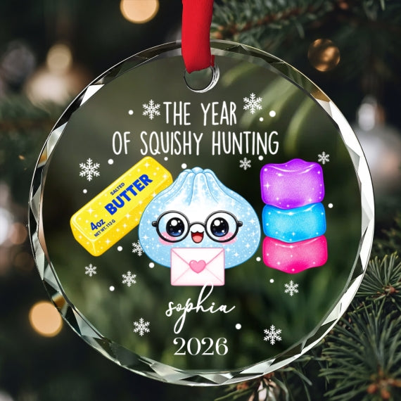 The Year Of Squishy Hunting - Personalized Glass Ornament