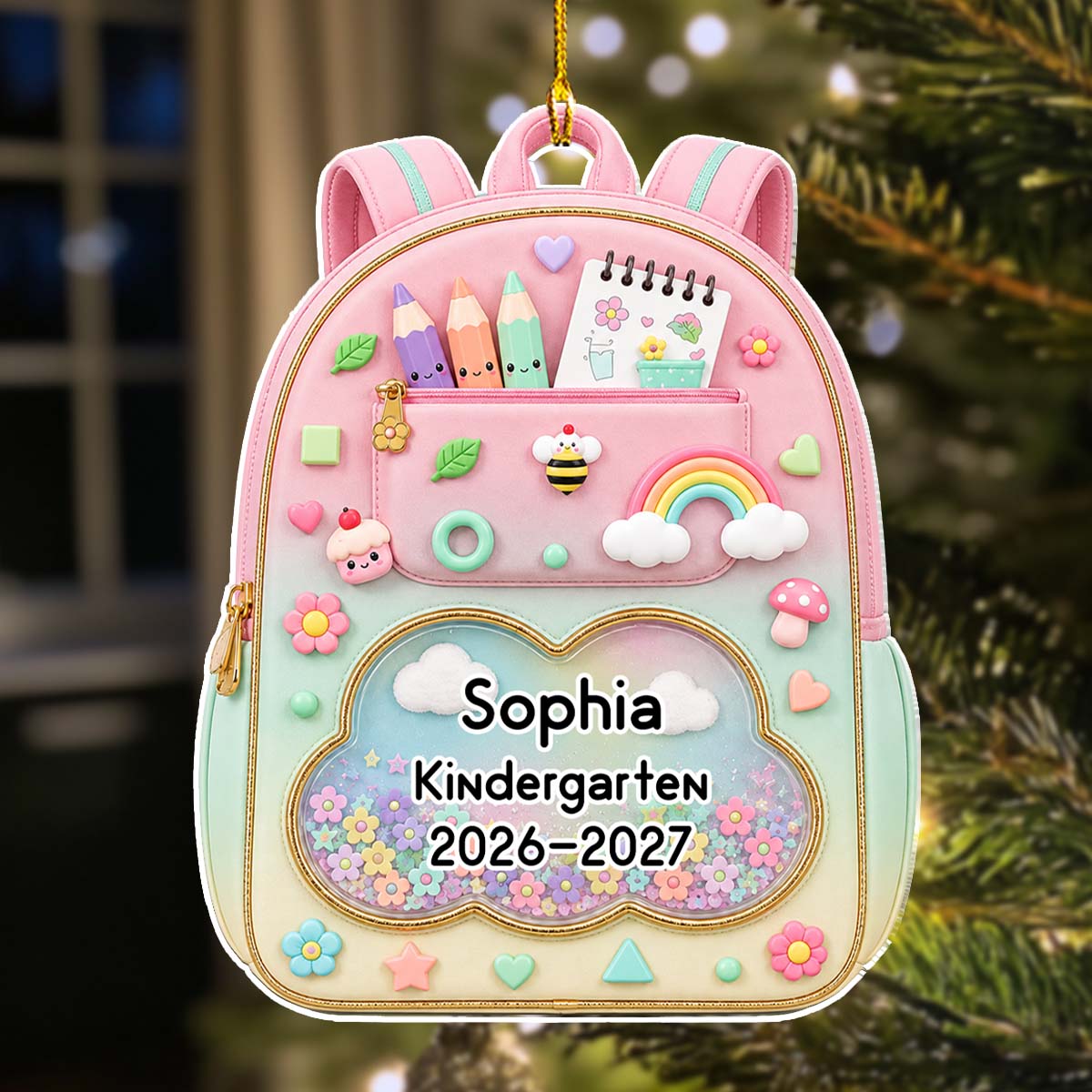 Kids School Backpack - Personalized Acrylic Ornament