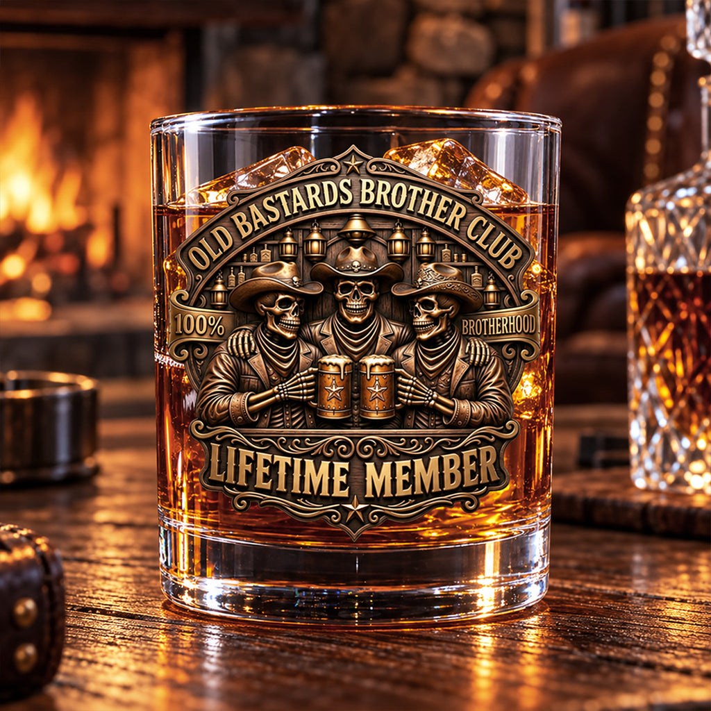 Brotherhood Never Goes Out Style - Personalized Whiskey Glass Full Print