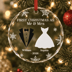 Anniversary Wedding - Personalized Glass Ornament