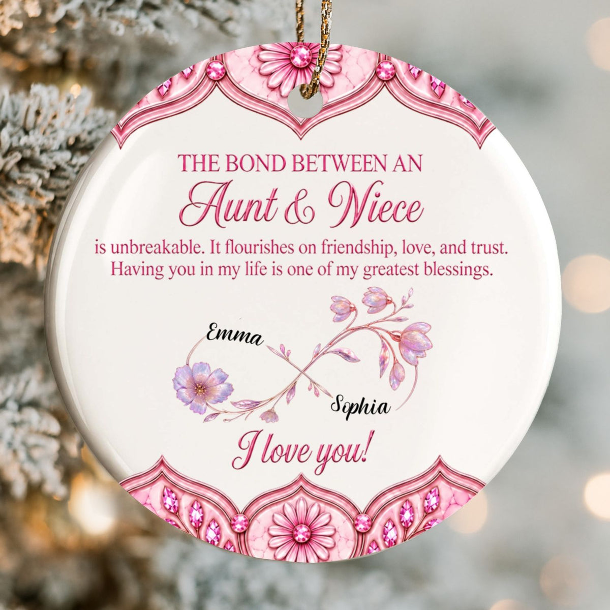 The Bond Between Aunt And Niece - Personalized Ceramic Ornament