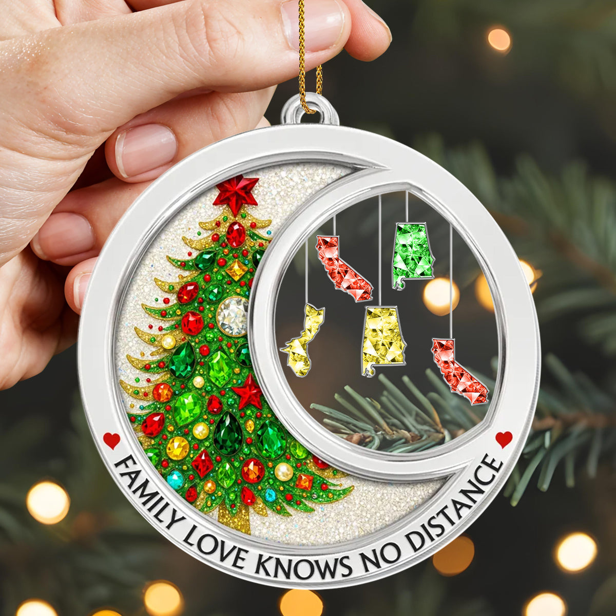 Family Love Knows No Distance Crystal - Personalized Acrylic Ornament