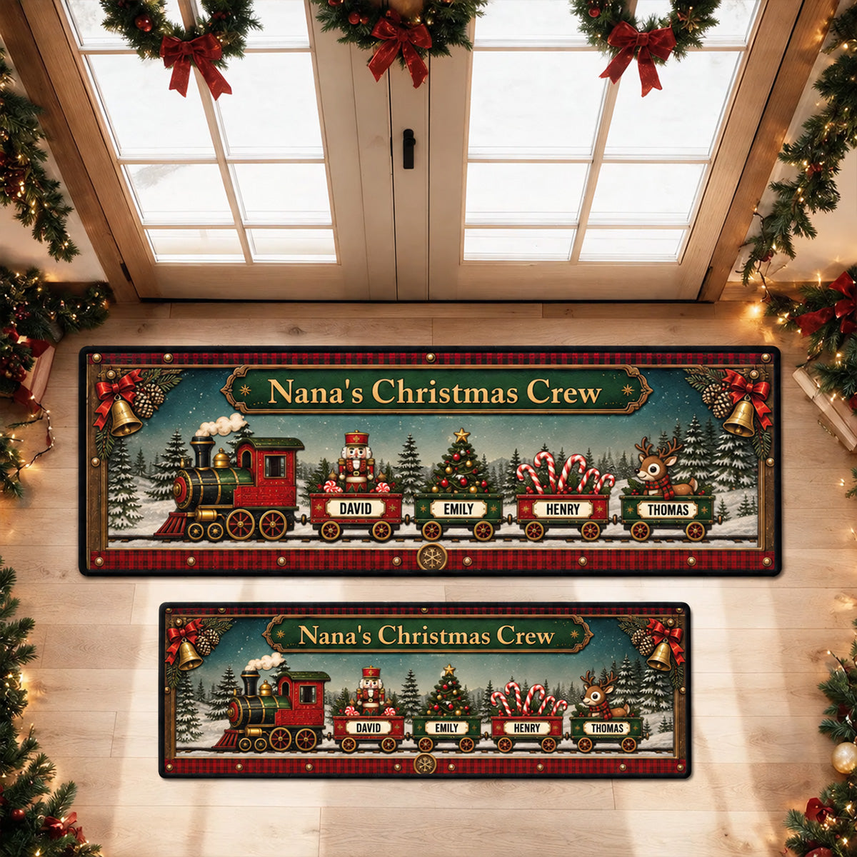 Christmas Train Family - Personalized Runner Rug