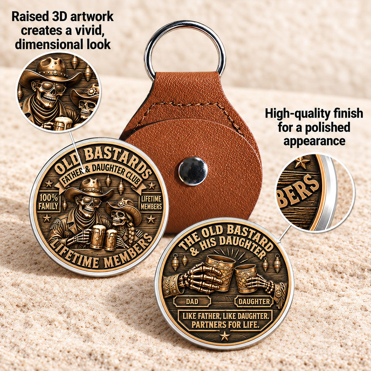 The Old Bastard & His Daughter - Personalized 3D Printing Pocket Hug