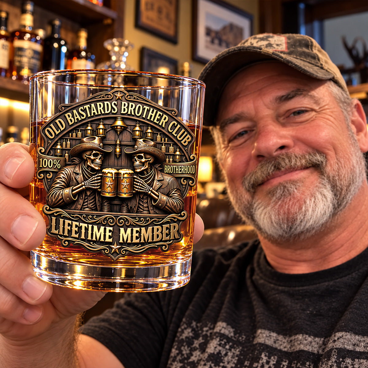Brotherhood Never Goes Out Style - Personalized Whiskey Glass Full Print