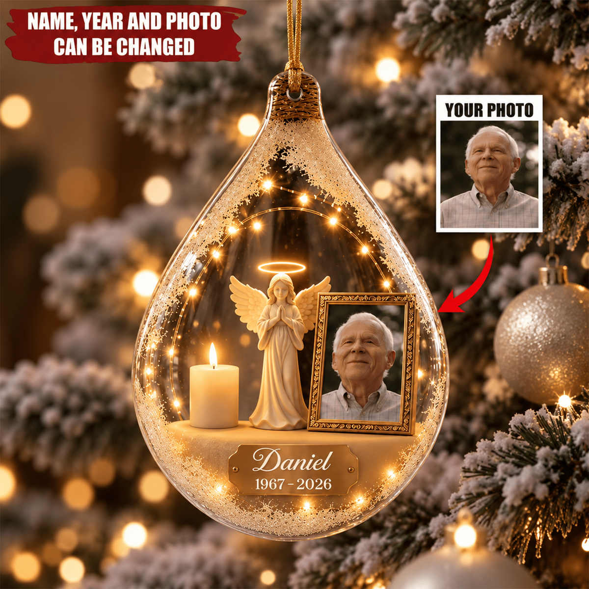 Guardian Angel Photo Memorial - Personalized Acrylic Ornament