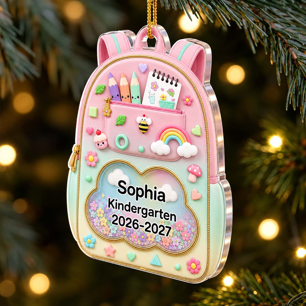 Kids School Backpack - Personalized Acrylic Ornament