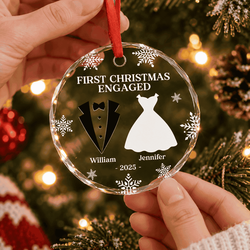 Anniversary Wedding - Personalized Glass Ornament