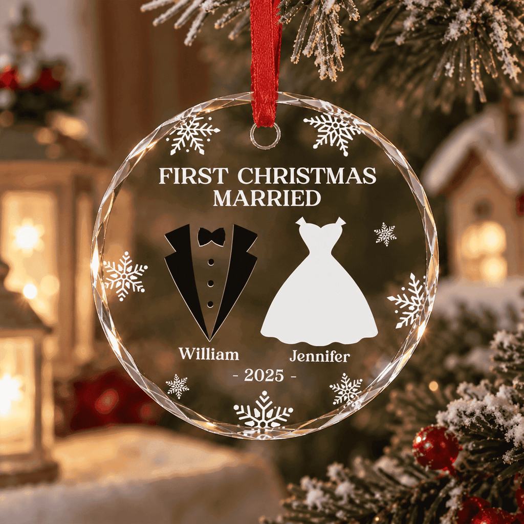 Anniversary Wedding - Personalized Glass Ornament