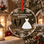 Anniversary Wedding - Personalized Glass Ornament
