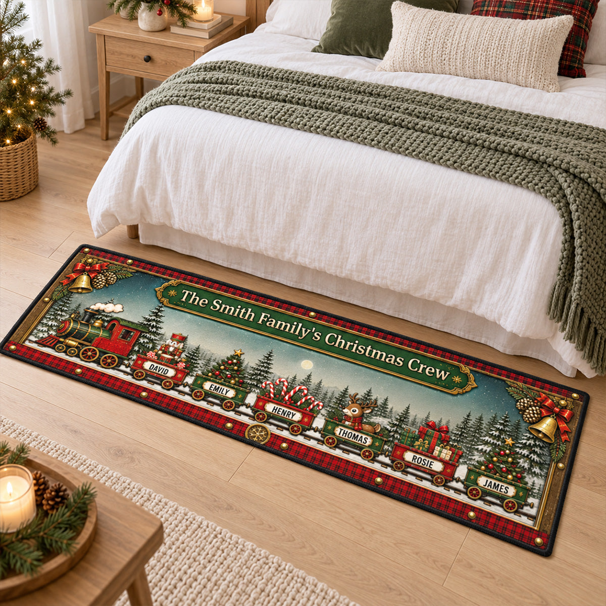 Christmas Train Family - Personalized Runner Rug