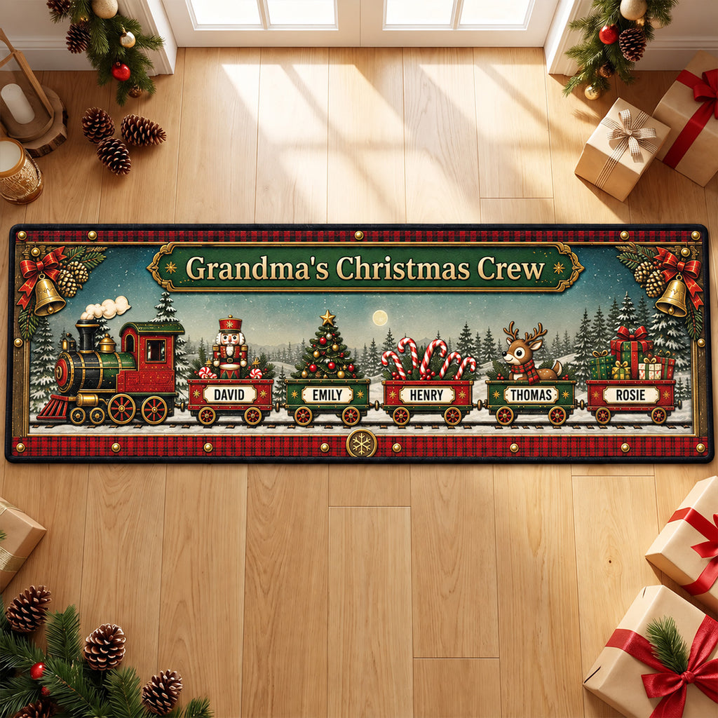 Christmas Train Family - Personalized Runner Rug