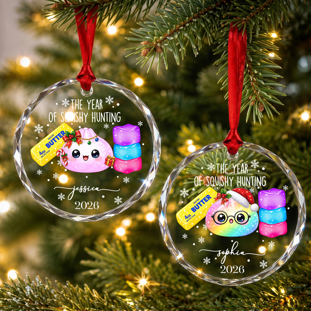 The Year Of Squishy Hunting - Personalized Glass Ornament