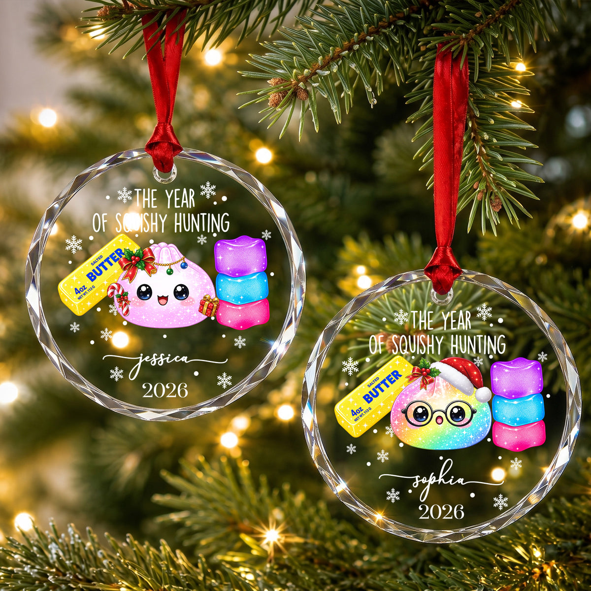 The Year Of Squishy Hunting - Personalized Glass Ornament
