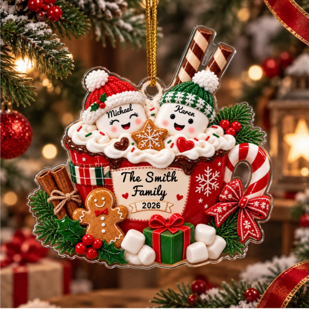 Marshmallow Family - Personalized Acrylic Ornament 