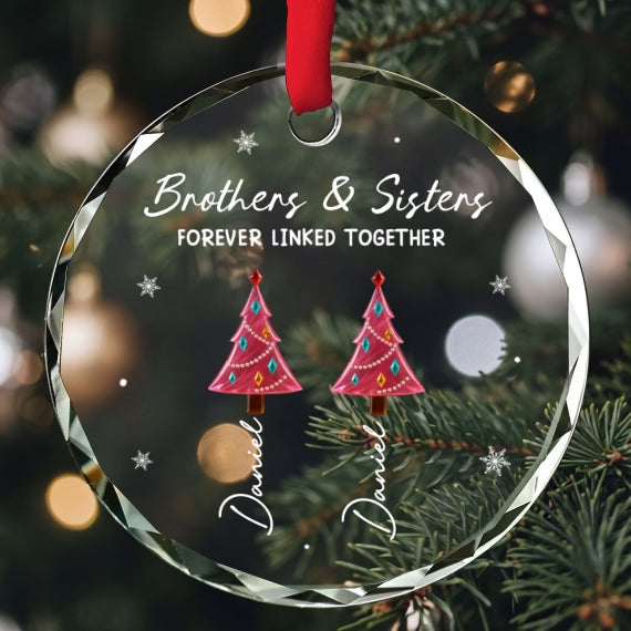 Season Love Siblings - Personalized Glass Ornament