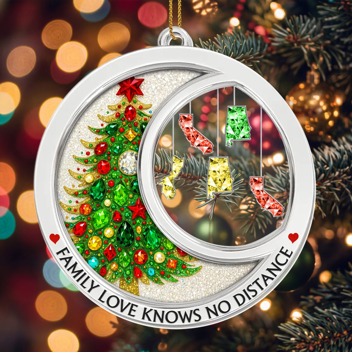 Family Love Knows No Distance Crystal - Personalized Acrylic Ornament