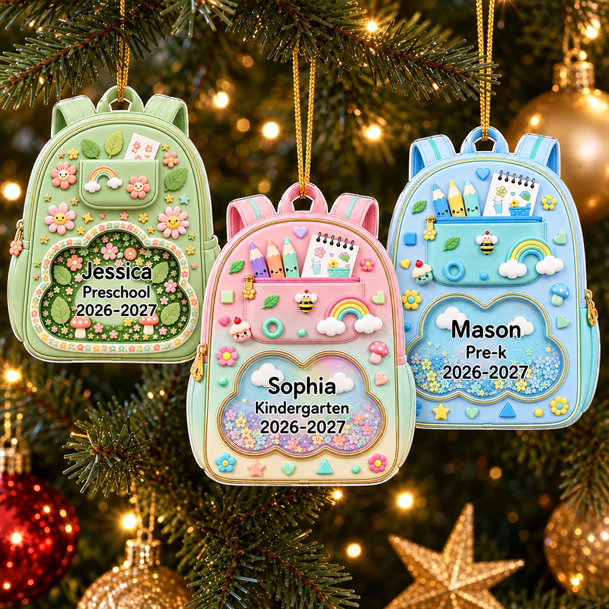 Kids School Backpack - Personalized Acrylic Ornament