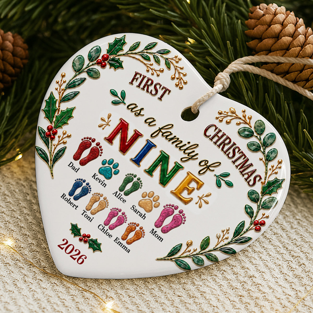 Our First Christmas 2026 - Personalized Ceramic Ornament