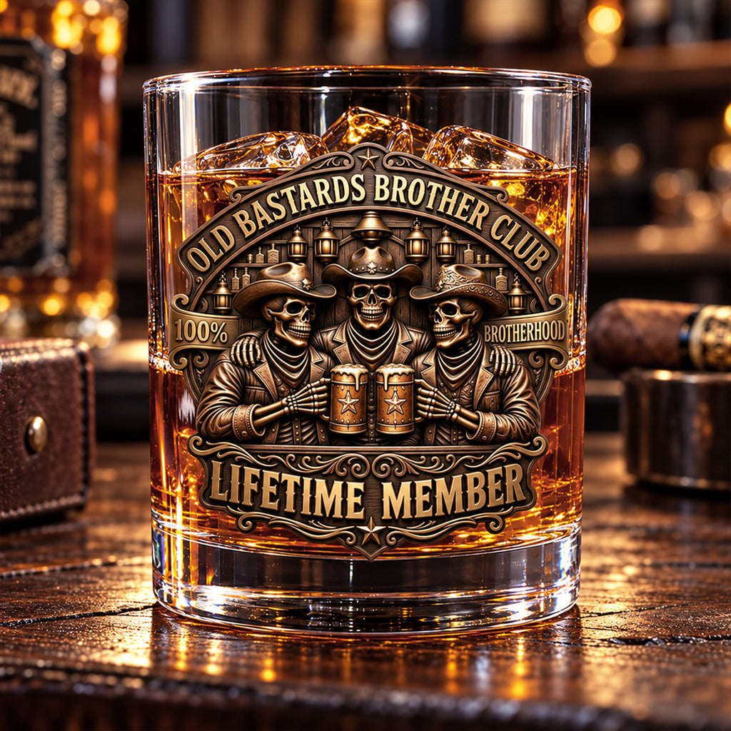 Brotherhood Never Goes Out Style - Personalized Whiskey Glass Full Print