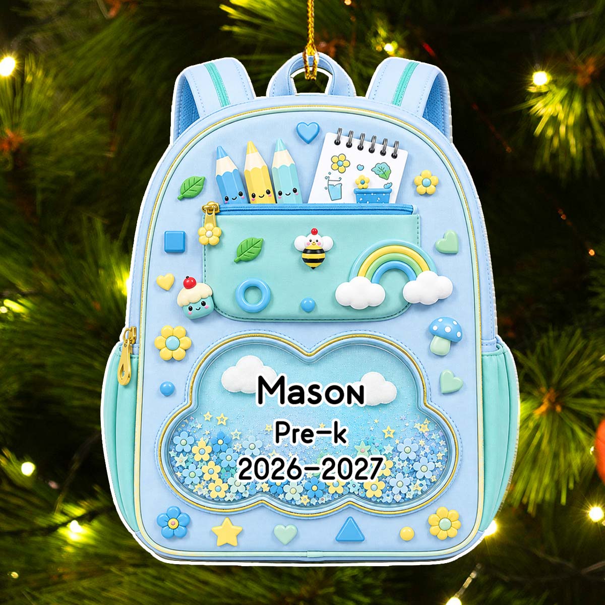 Kids School Backpack - Personalized Acrylic Ornament