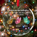 Festive Sister Love - Personalized Glass Ornament