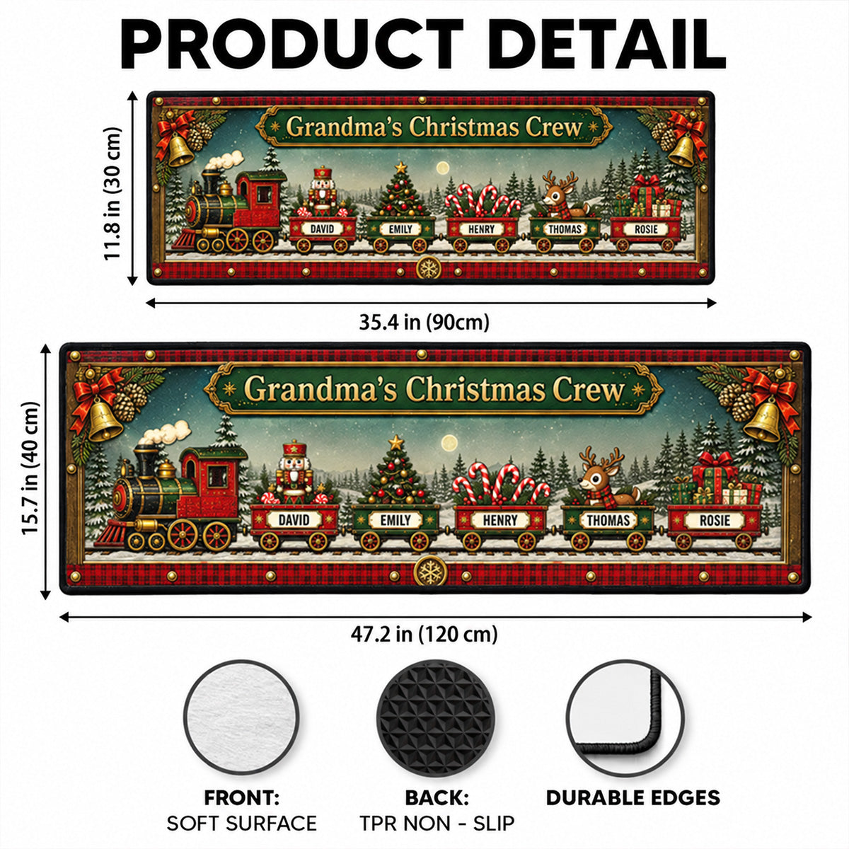 Christmas Train Family - Personalized Runner Rug