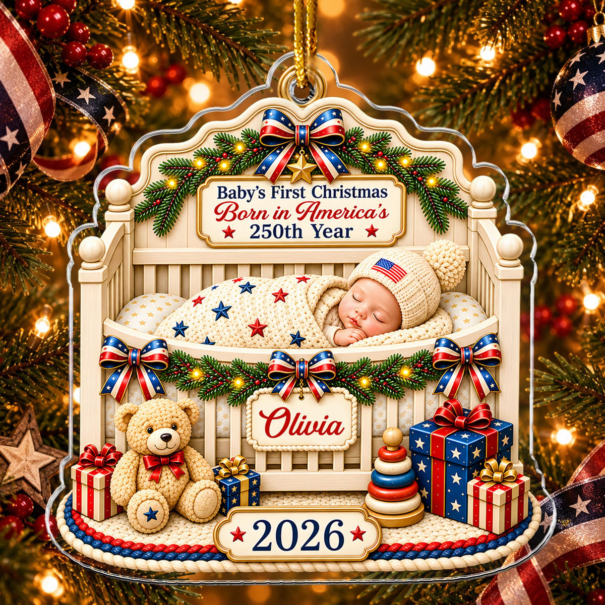 America 250th Anniversary - Personalized Acrylic Ornament