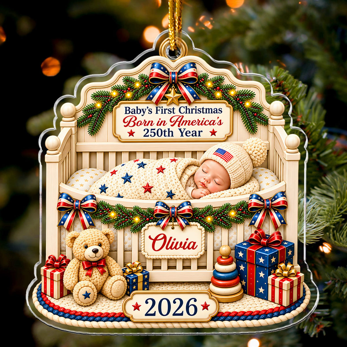 America 250th Anniversary - Personalized Acrylic Ornament
