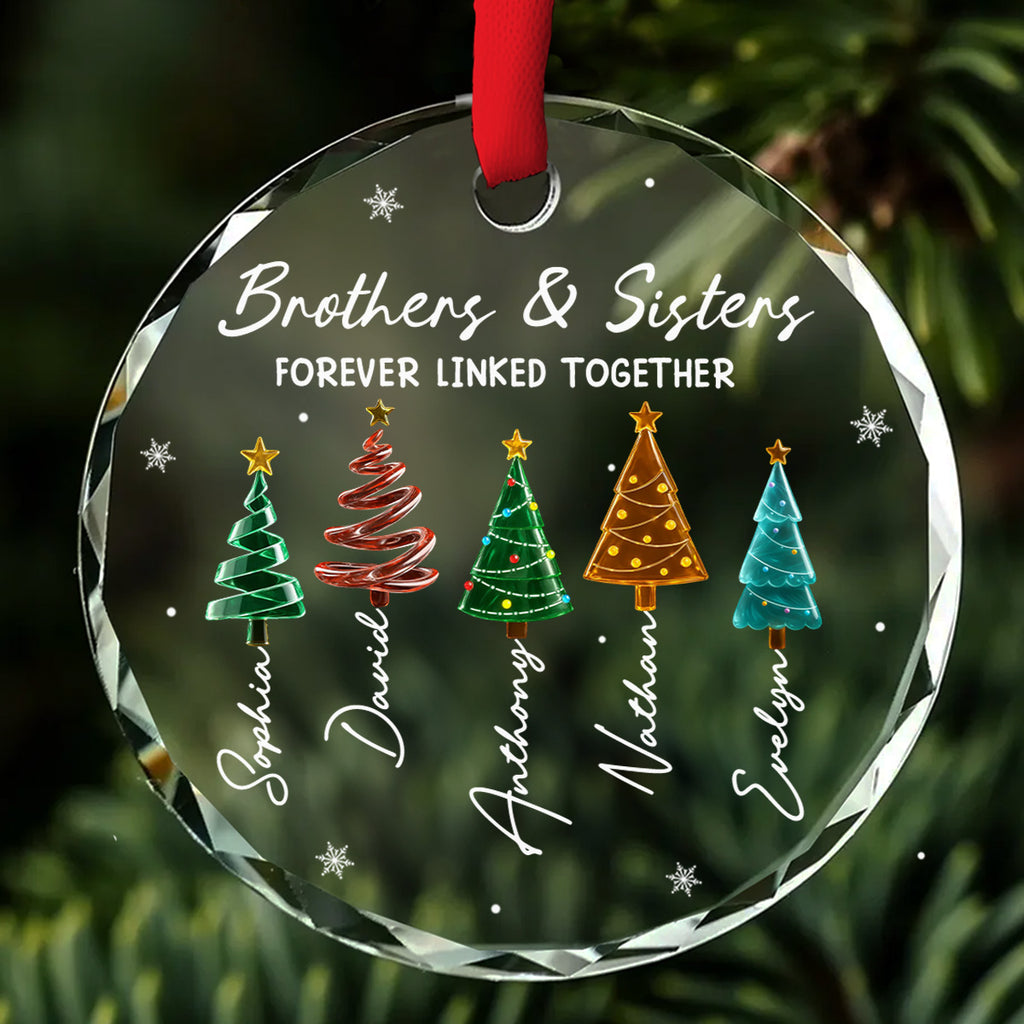 Season Love Siblings - Personalized Glass Ornament