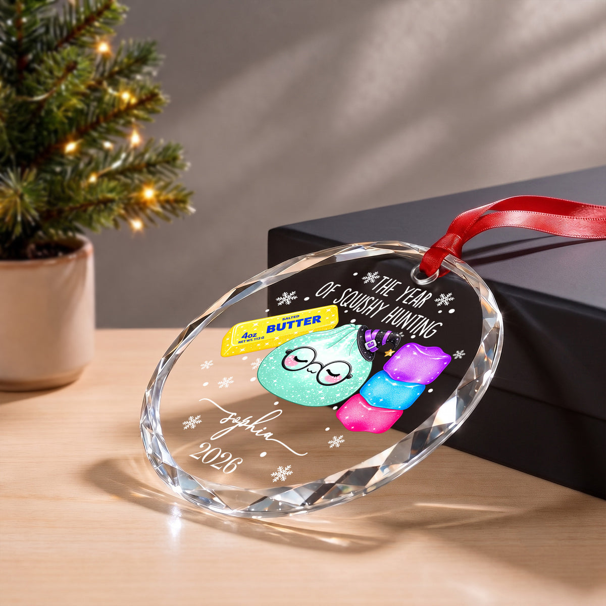 The Year Of Squishy Hunting - Personalized Glass Ornament