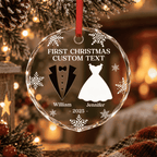 Anniversary Wedding - Personalized Glass Ornament